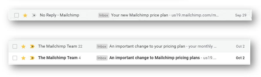 Mailchimp thay đổi bảng giá, tăng giá từ T10-2020-07